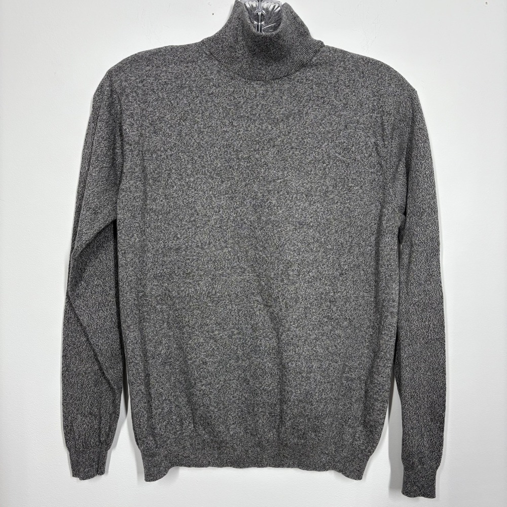 VTG Talbots Women Mock Neck Sweater‎ Size M Heather Gray Italian Cotton Staple